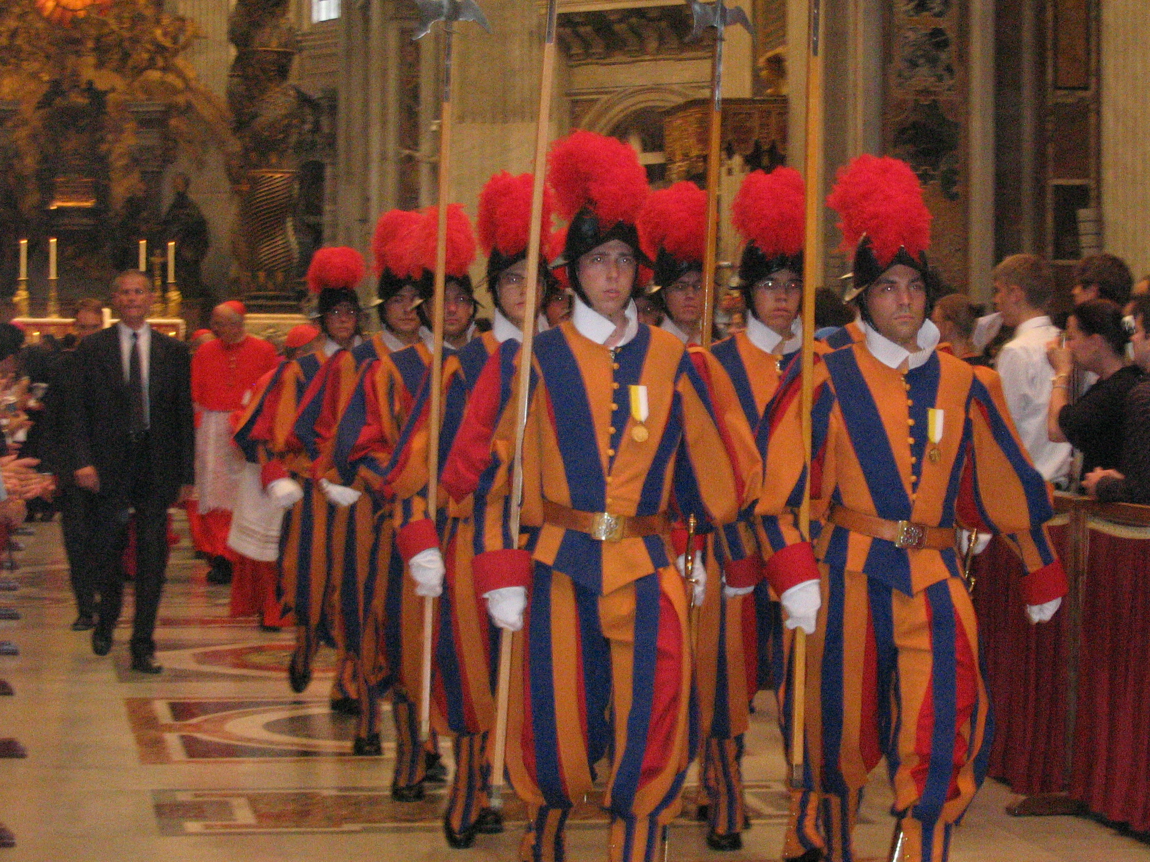 File:Group of swiss guards inside saint peter dome.jpg